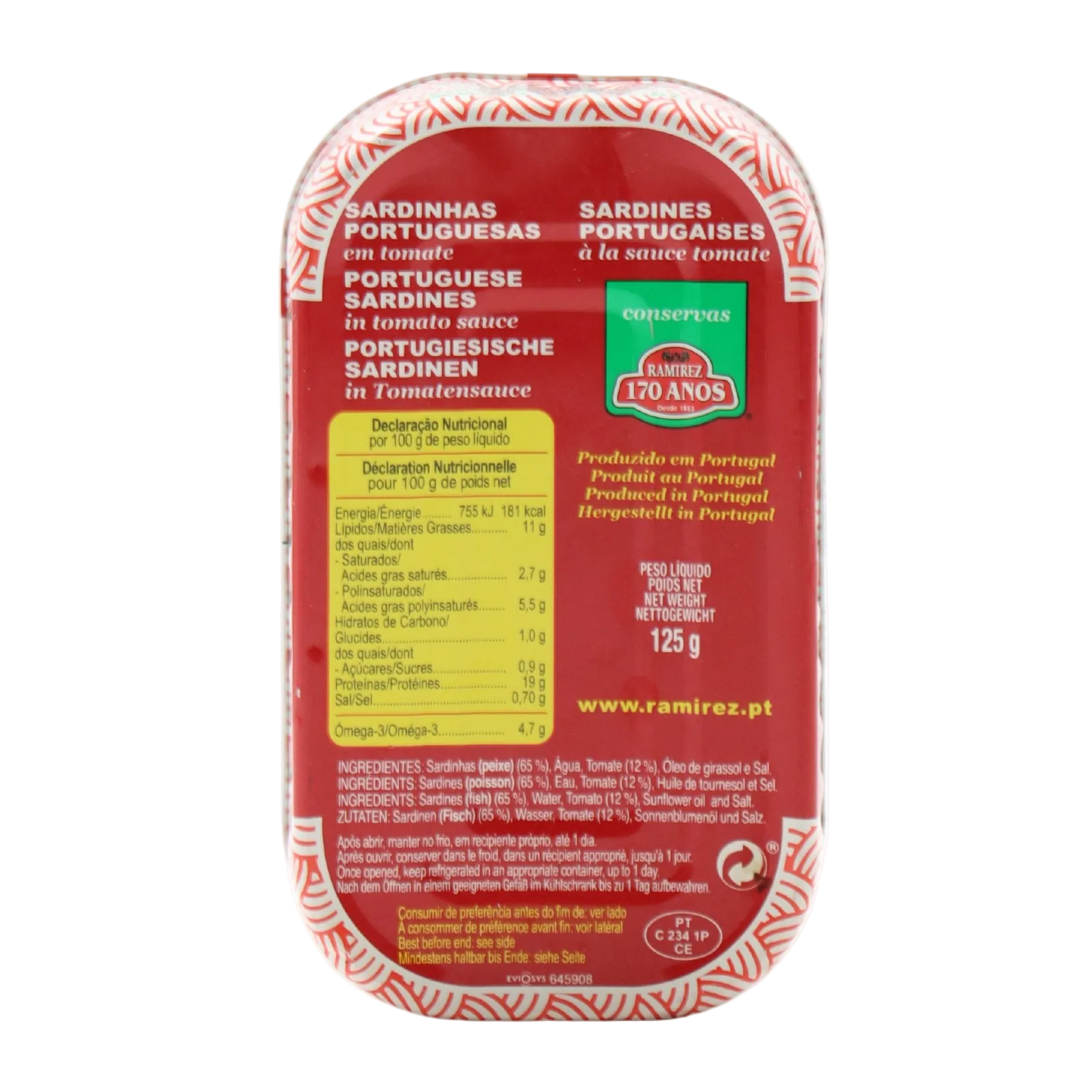 Sardinhas Portuguesas Ramirez em Molho de Tomate