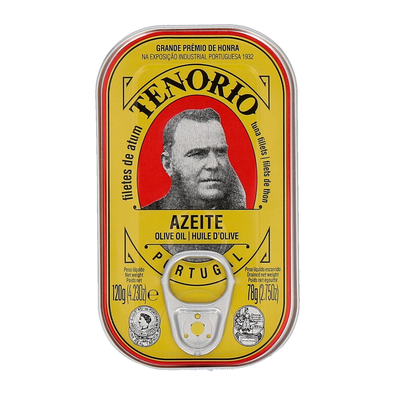 Tenório Tuna Fillets in Olive Oil 120g – classic yellow Portuguese tin