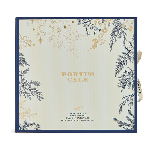Portus Cale Festive Blue home fragrance gift set in its presentation box