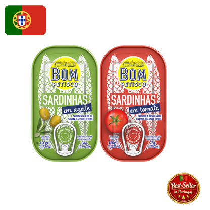 🇵🇹 Pack de Degustação de Sardinhas Portuguesas Bom Petisco (2 x 120g) – Edição Bandeira PT