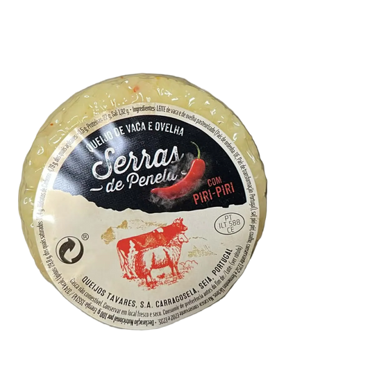 Round cheese with a label on a white background