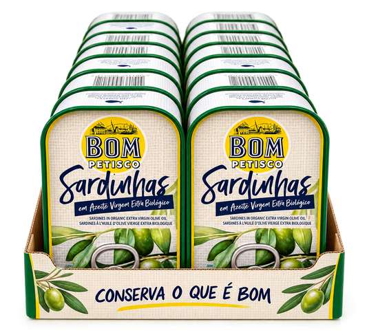 Bom Petisco BIO Sardines in Olive Oil - Box of 16 tins