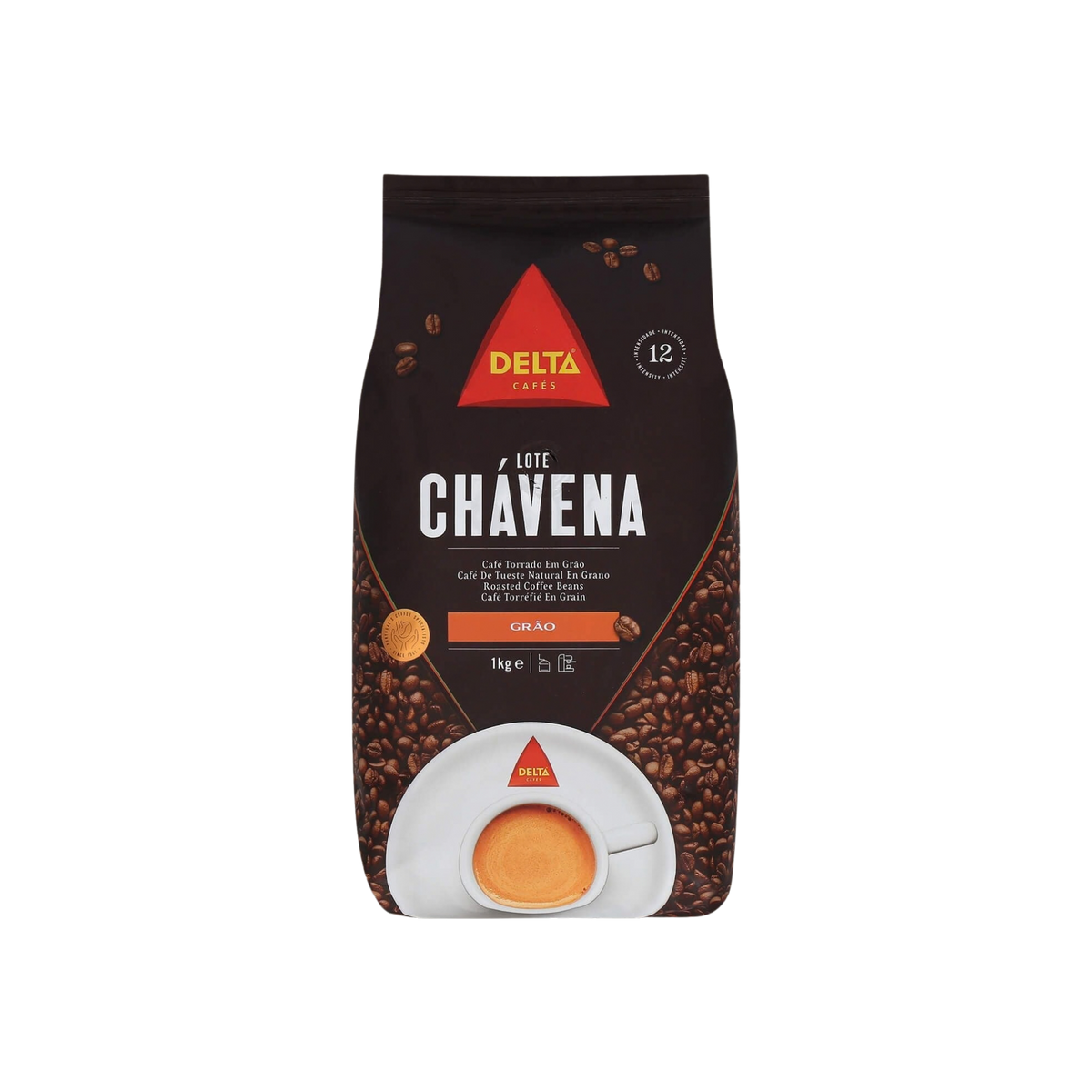 Delta Chávena coffee beans 1 kg — authentic packshot with transparent background