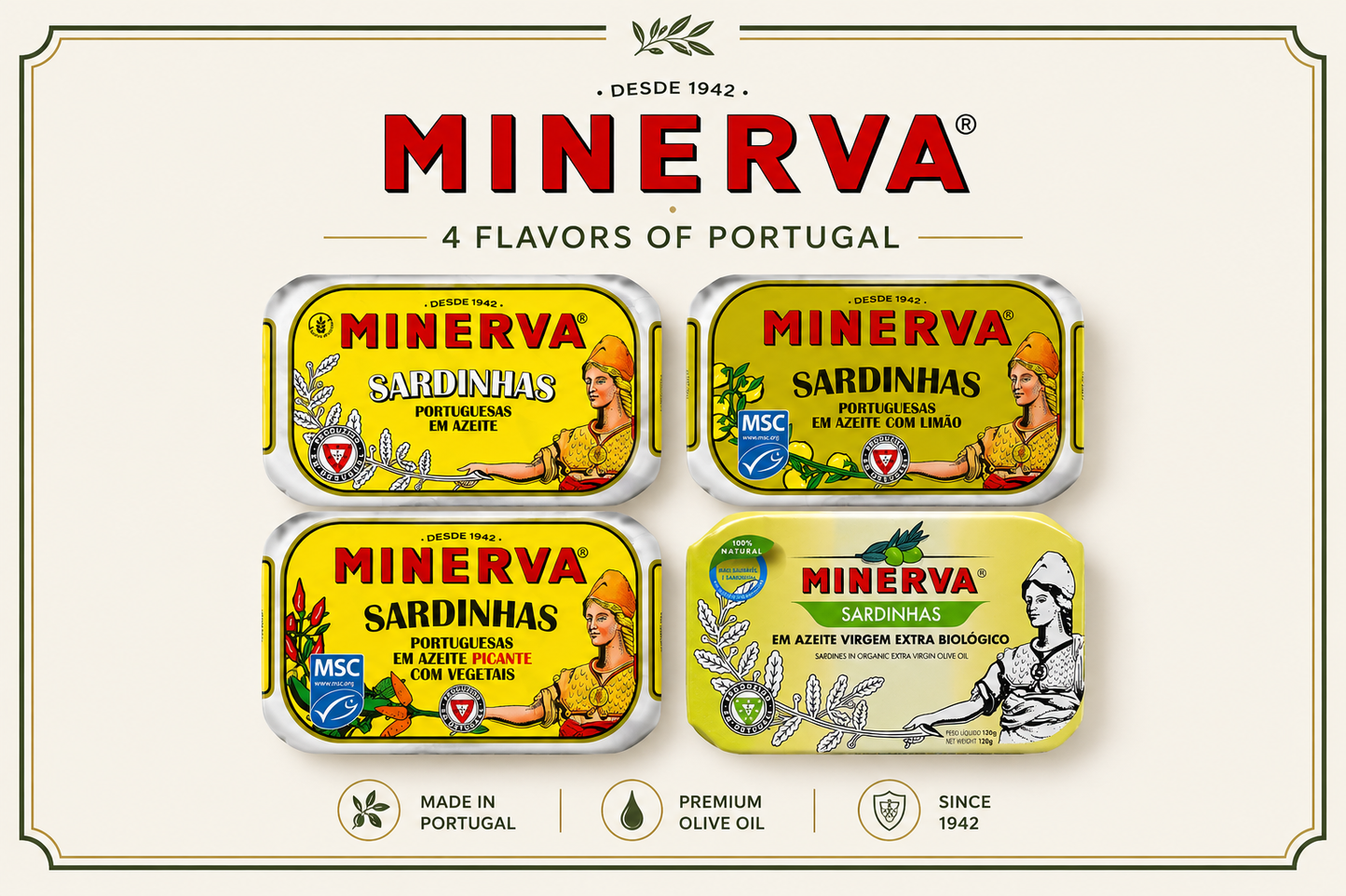 Sardinhas Portuguesas Minerva em Azeite Degustação (4 x 120g)