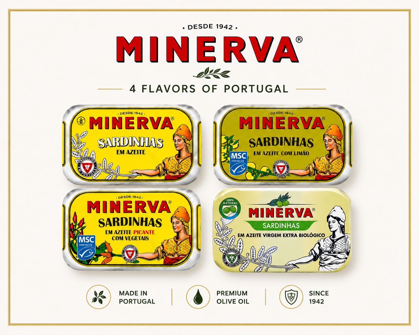 Sardinhas Portuguesas Minerva em Azeite Degustação (4 x 120g)