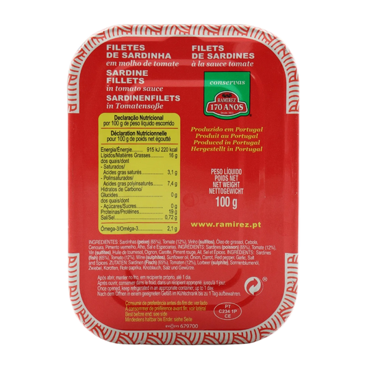 Filetes de sardinha sem espinhas em molho de tomate